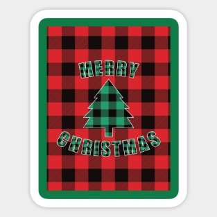 Merry Christmas Buffalo Plaids Christmas Tree Sticker